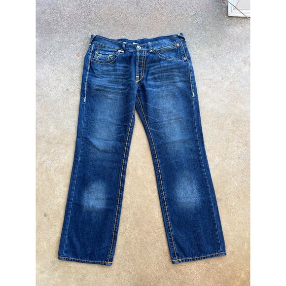 Vintage True Religion Men's Y2K Baggy Denim Jeans Size 38 - Picture 2 of 6